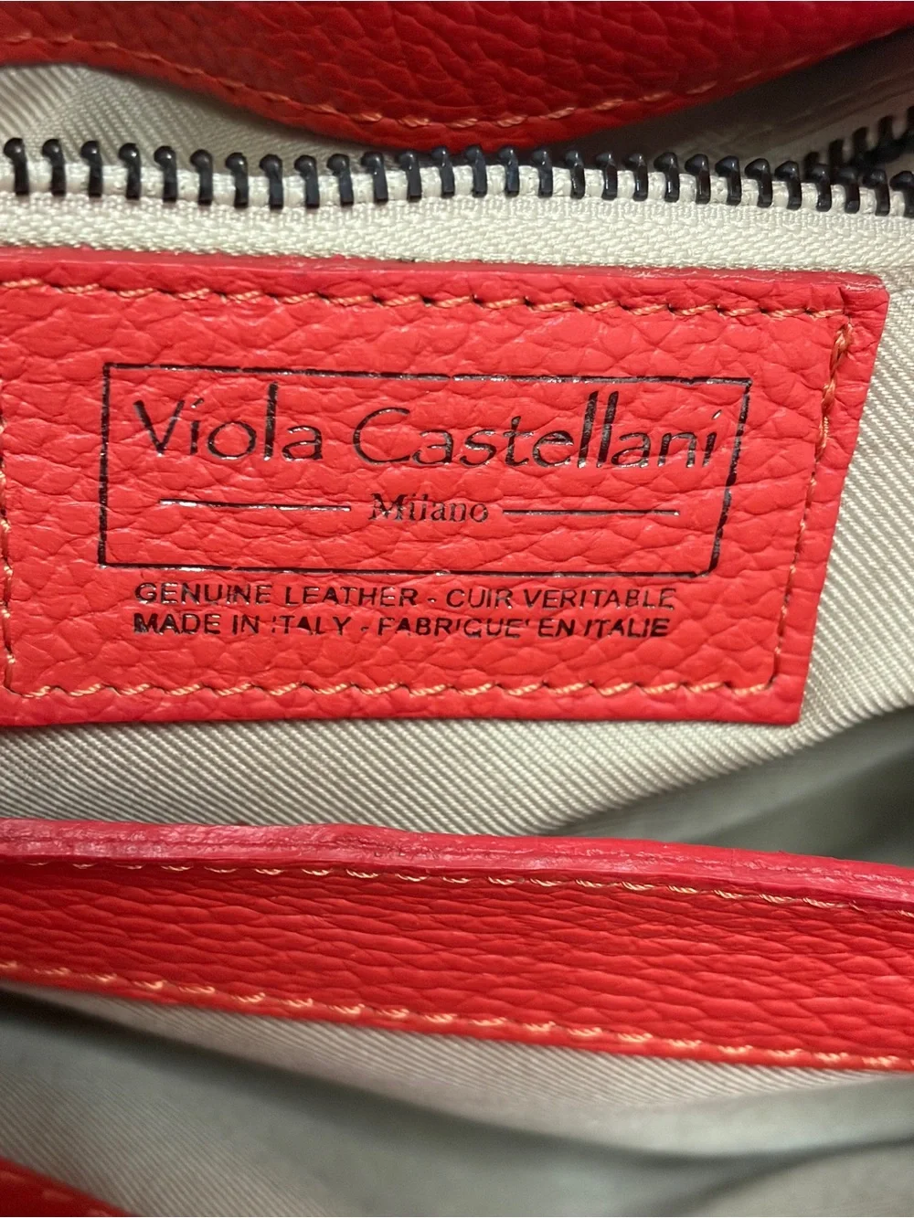 Viola Castellani Coral Genuine Leather Crossbody Bag Made in Italy